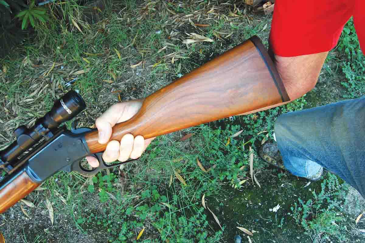 Despite the old tale of a shooter’s forearm indicating proper length of pull, this Marlin is a half-inch short for its owner.